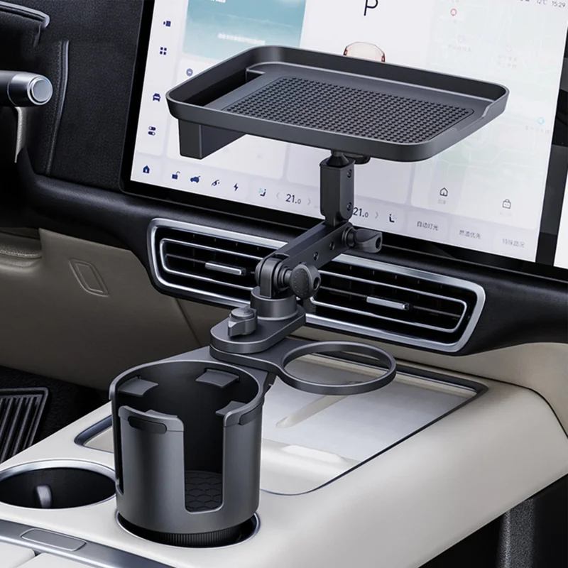 Car Cup Holder with Food Tray Car Drink Cup Base multi-functional car dining tray storage rack For Eating Car Travel