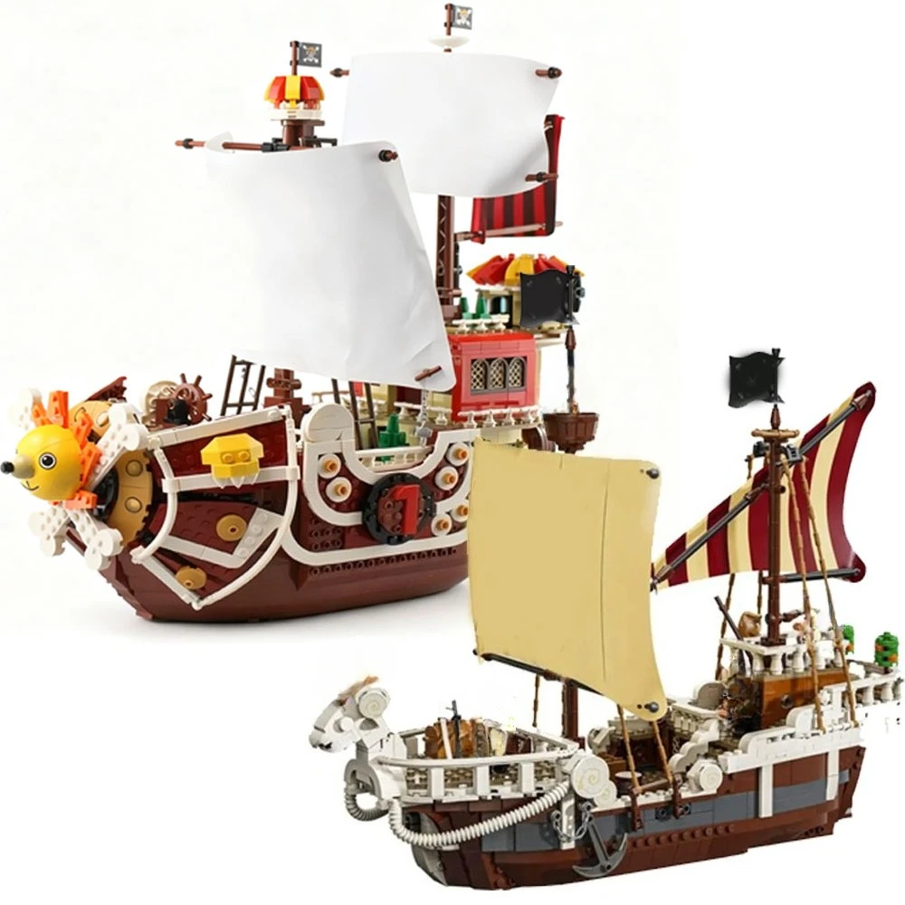 

Amine The Going Merry and Thousand Sunny Pirate Ship Building Blocks With Figures Assemble Bricks Toy Gift For Adult Children