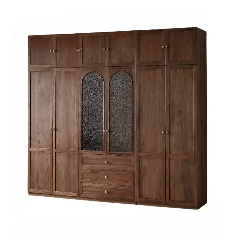 European Cheap Wardrobes Luxury Modern Brown Storage Bedroom Wardrobes Space Saving Wooden Guarda Roupa Furniture For Home