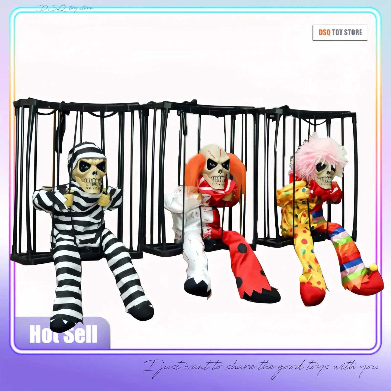 

Halloween Spot Haunted House Decoration Props Prisoners Cages Ghosts Electric Lights Sound Pranks Funny Can Be Hung Or Carried