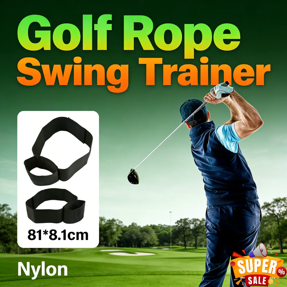 

Golf Rope Swing Trainer Adjustable Slider Golf Training Aid Nylon Elastic Gesture Alignment 81x8.1x0.3cm for Beginners