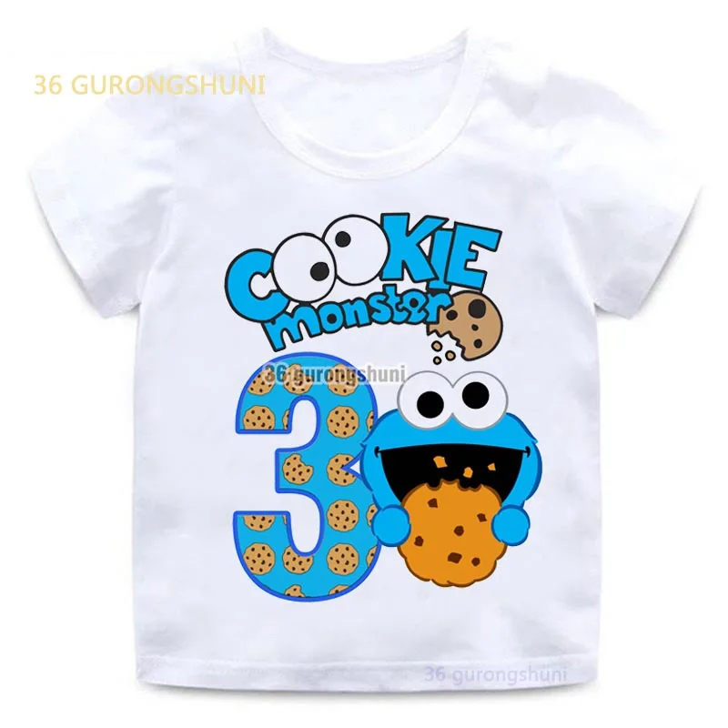 Baby T Shirt Boys T Shirts Cookie Monster Children Clothes Kids tshirt 2 3 4 5 Birthday T-shirts summer Tops For Girls-clothing