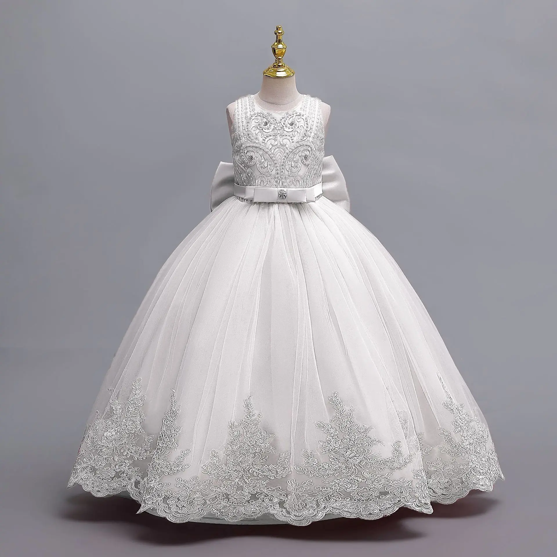 4-12 Jahre Altes Mädchen Elegantes Kleid Transparentes Festliches Geburtstags-Prinzessinnenkleid Langes Karnevals-Abendkleid Sommerkleidung – Detail 13
