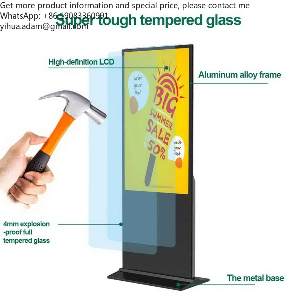 

85 65 55 43-дюймовый внутренний/наружный ЖК-экран Рекламный экран Киоск Цифровые вывески и тотем дисплея