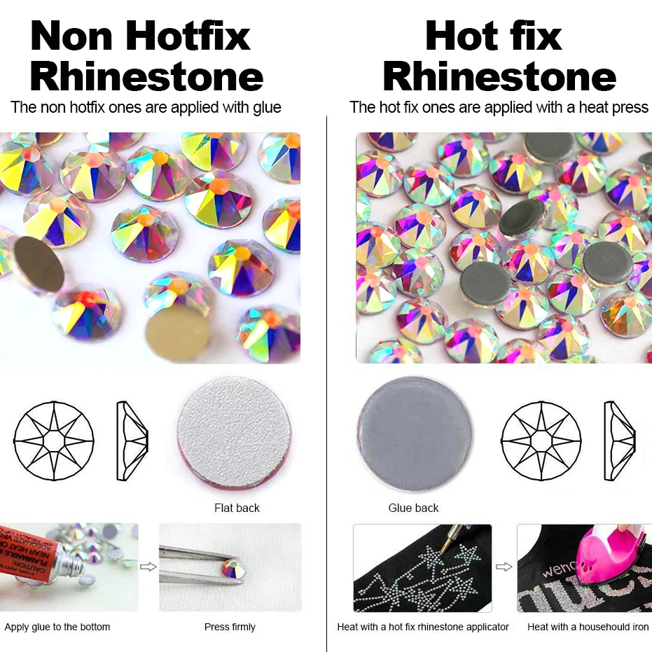 Pubrilex 2088HF AB Farben Strass Kristall Hotfix Flache Rückseite Strasssteine für Handarbeiten Kleidung Accessoires Brillanter Effekt – Detail 3