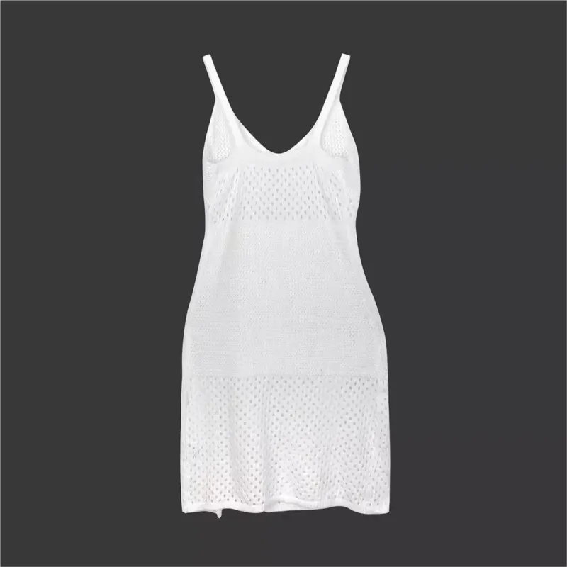 Bretelle sexy con scollo a V lavorato a maglia, bretelle aperte sul retro, abito in tinta unita, moda estiva da donna, elegante abito lungo da vacanza al mare