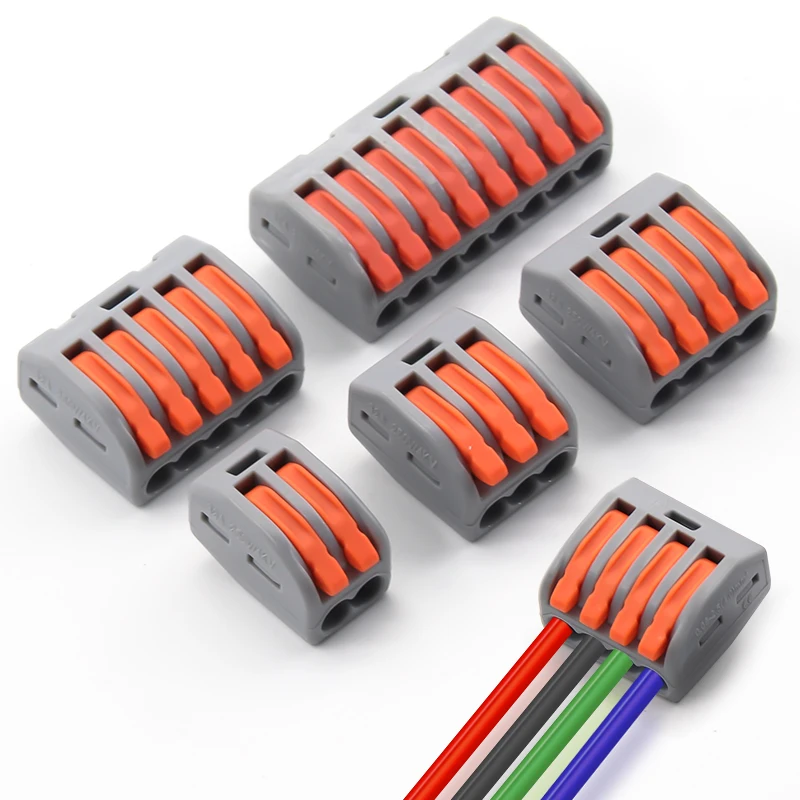 

10PCS Quick Wire Connector Wire Cable Electrical Mini Fast Universal in Lever Connectors Electrical Wiring Terminal Block 2-8