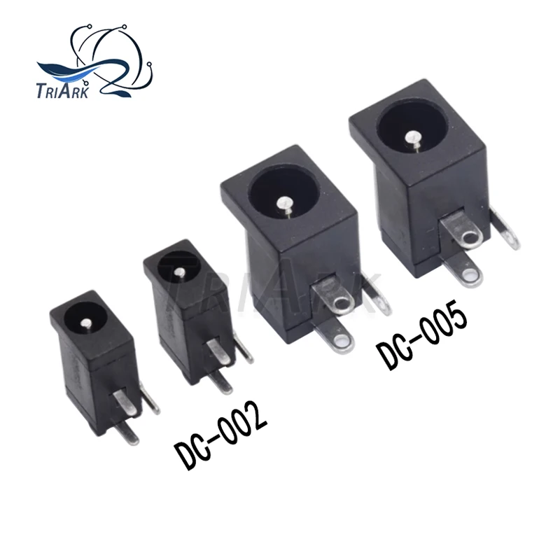 20/50/100pcs DC-005 DC-002 Power Jack Socket Connector 5.5x2.1/2.5 3.5x1.3/1.5mm Right Angle PCB Mount Terminal