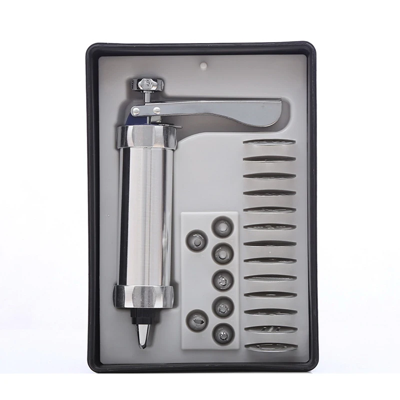 Multifunctional Household Stainless Steel Manual Biscuit Maker, Cookie Cutter Gun, Aluminium Alloy Die, Kitchen Tools