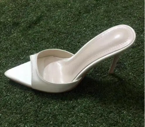 حار الوردي البرتقالي الأحمر البيج الحرير خط واحد أشار المفتوحة تو رقيقة الكعوب النعال المرأة مثير عالية الكعب الصنادل النادي الليلي الشريحة