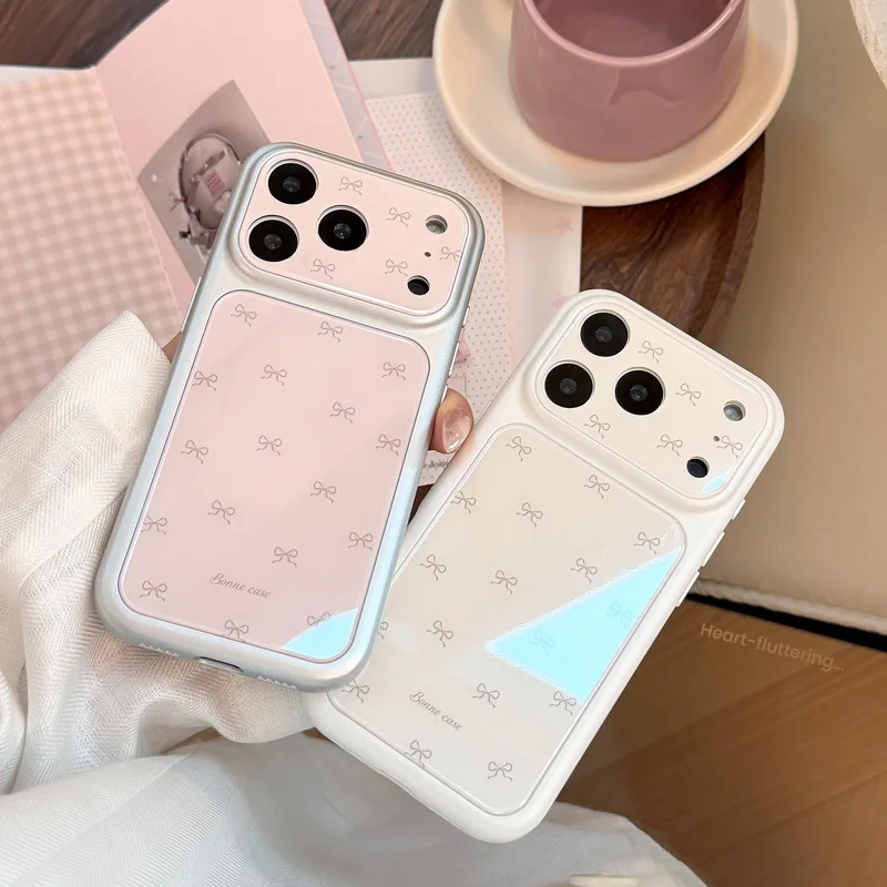 Cute Bow Print Double Layer Soft TPU Protective Case Shockproof Anti-drop Anti-fingerprint Portable Phone Cover for iPhone 17 PM