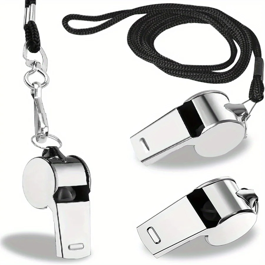 3pcs Stainless Steel Sports Whistle with Lanyard for Outdoor Adventure Sports Pet Training And Traffic Direction