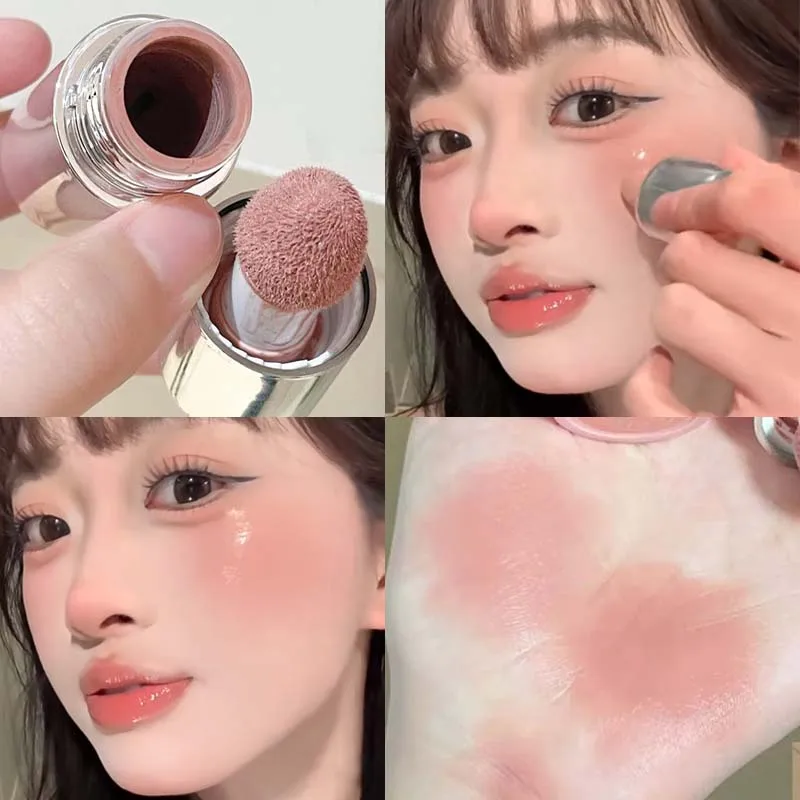 

Silver Tube Liquid Blush Stick Sponge Head Milk Pink Natural Blend Shadow Lips Cheek Brighten Matte Contour Blusher Rouge Makeup
