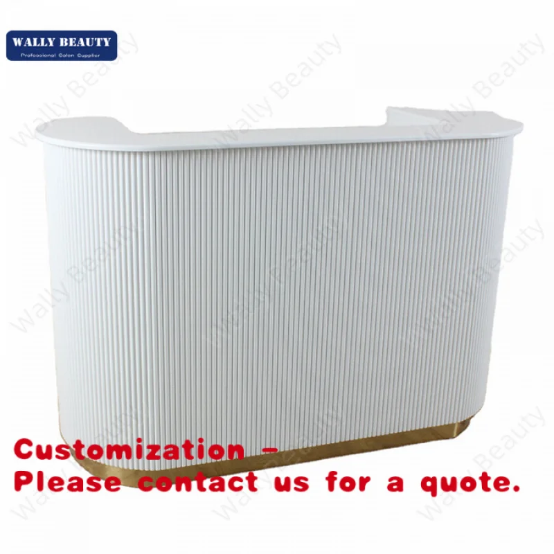 

Customize.Wallybeauty Beauty Spa Gold Front Desk Salon White Reception Desk
