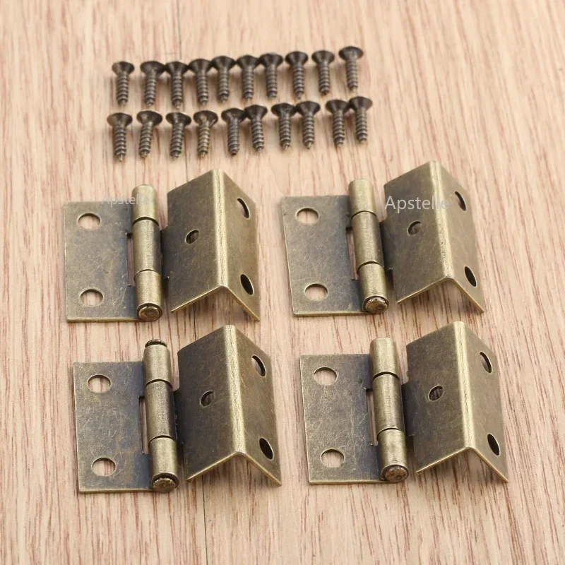 4Pcs Cabinet Hinge Door Luggage Furniture Jewelry Wood Boxes Vintage Chinese Old Hinge Furniture Decoration