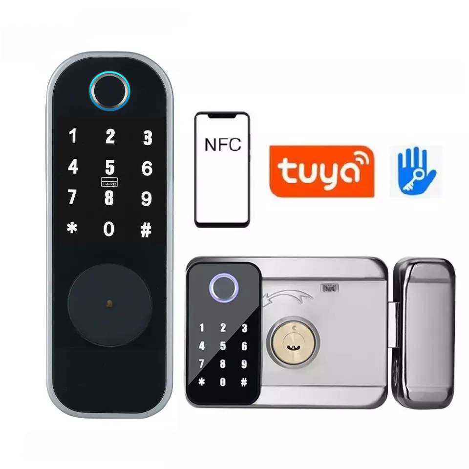 

TOPTEQ TC20 high security door rim lock smart door lock single latch remote rfid electronic lock