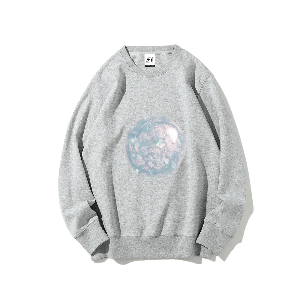 เสื้อสเวตเตอร์เสื้อลําลองหลวมขนาดใหญ่สตรีวินเทจผ้าฝ้ายพอดีสตรีลําลองสวมใส่ทุกวันสไตล์แฟชั่น Y2k Retro Moon