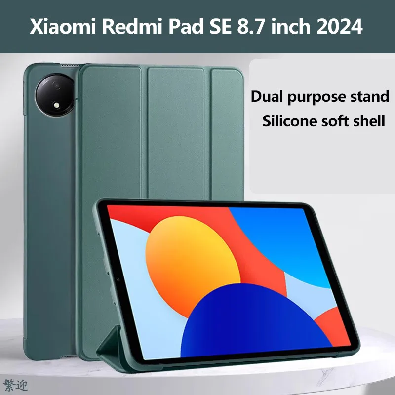 Couro Tri-dobrável Suporte Magnético Tablet Case, Capa para Xiaomi Redmi Pad SE, 8.7 ", 2024