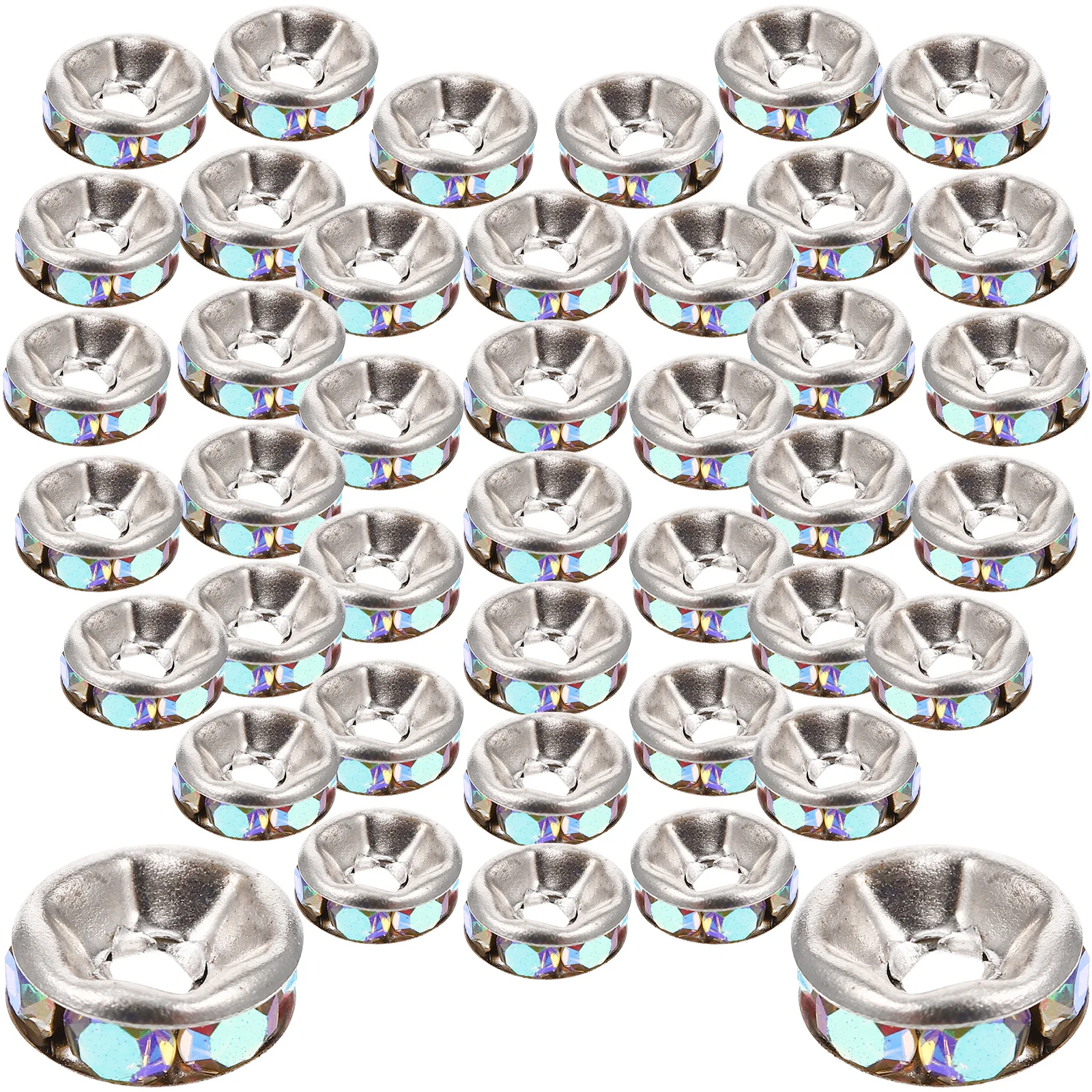 200pcs Alloy Spacer Beads Rhinestone Inlaid Craft Beads Diy Jewelry Making Bracelet Accessories Decorative Crafts Findings