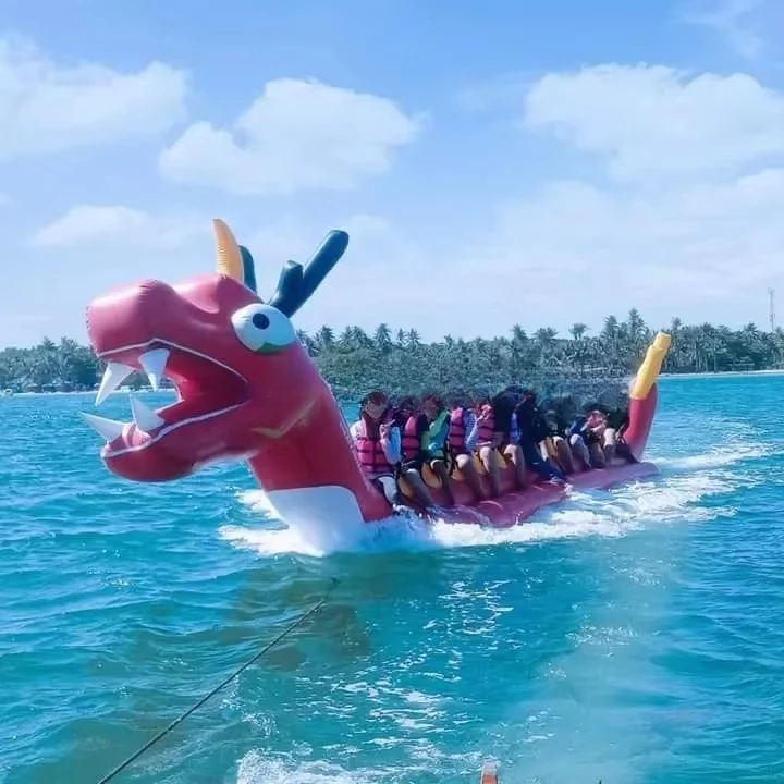 Hot Sale Entertainments Double Line Ocean Rider Inflatable  Banana Boat Fly Fish Inflatable Towable Boat Toy Red Dragon