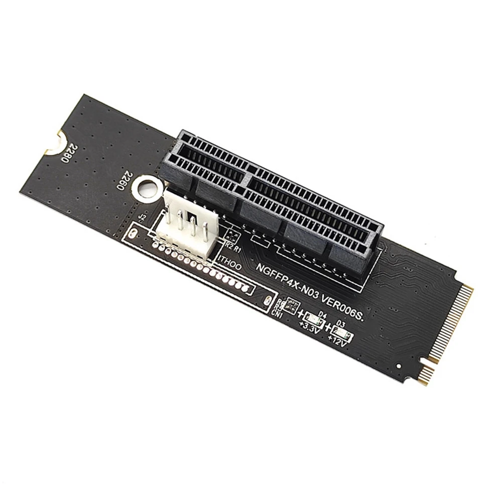 NGFF M2 to PCI-E 4X X1 Slot Riser Card M2 Key M to PCI Express X4 Adapter with LED Indicator for Miner Mining_N22R