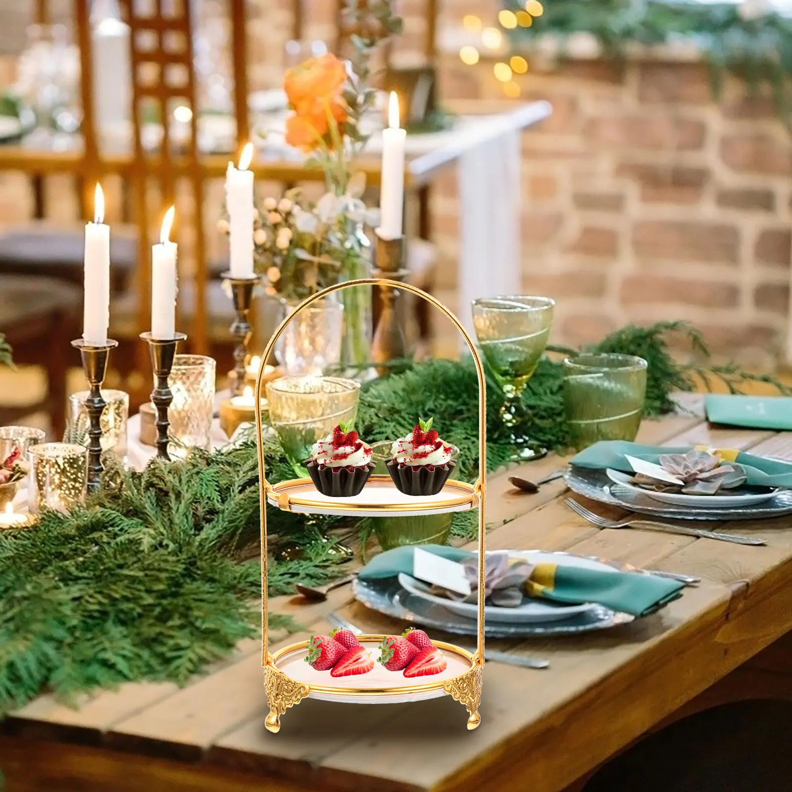 

Cake Stand Serving Holder Tiered Tray Dessert Cupcake Display Trays Table Square