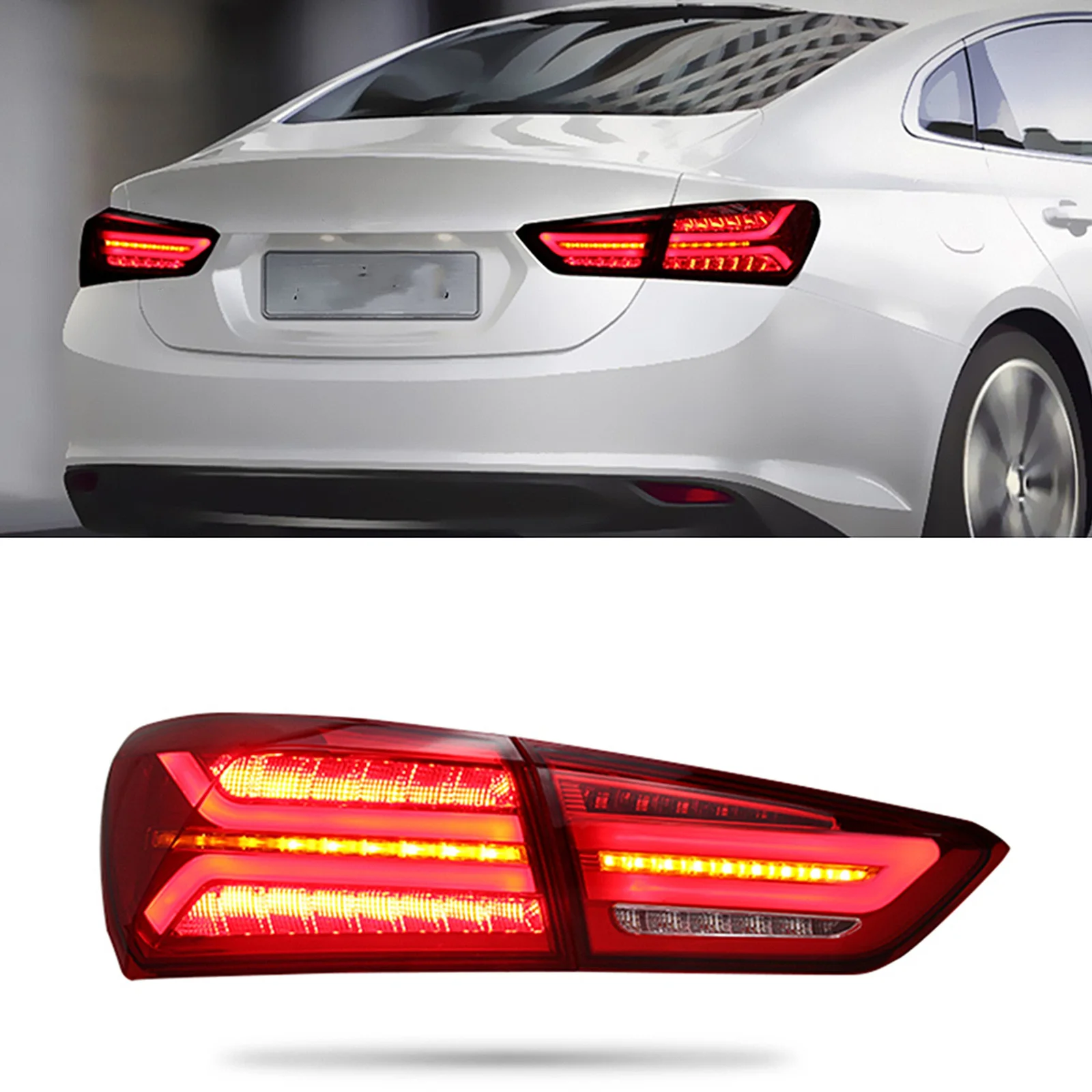 

For 2016-2019 Chevrolet Malibu Rear Right Tail Light Red & Bracket Red