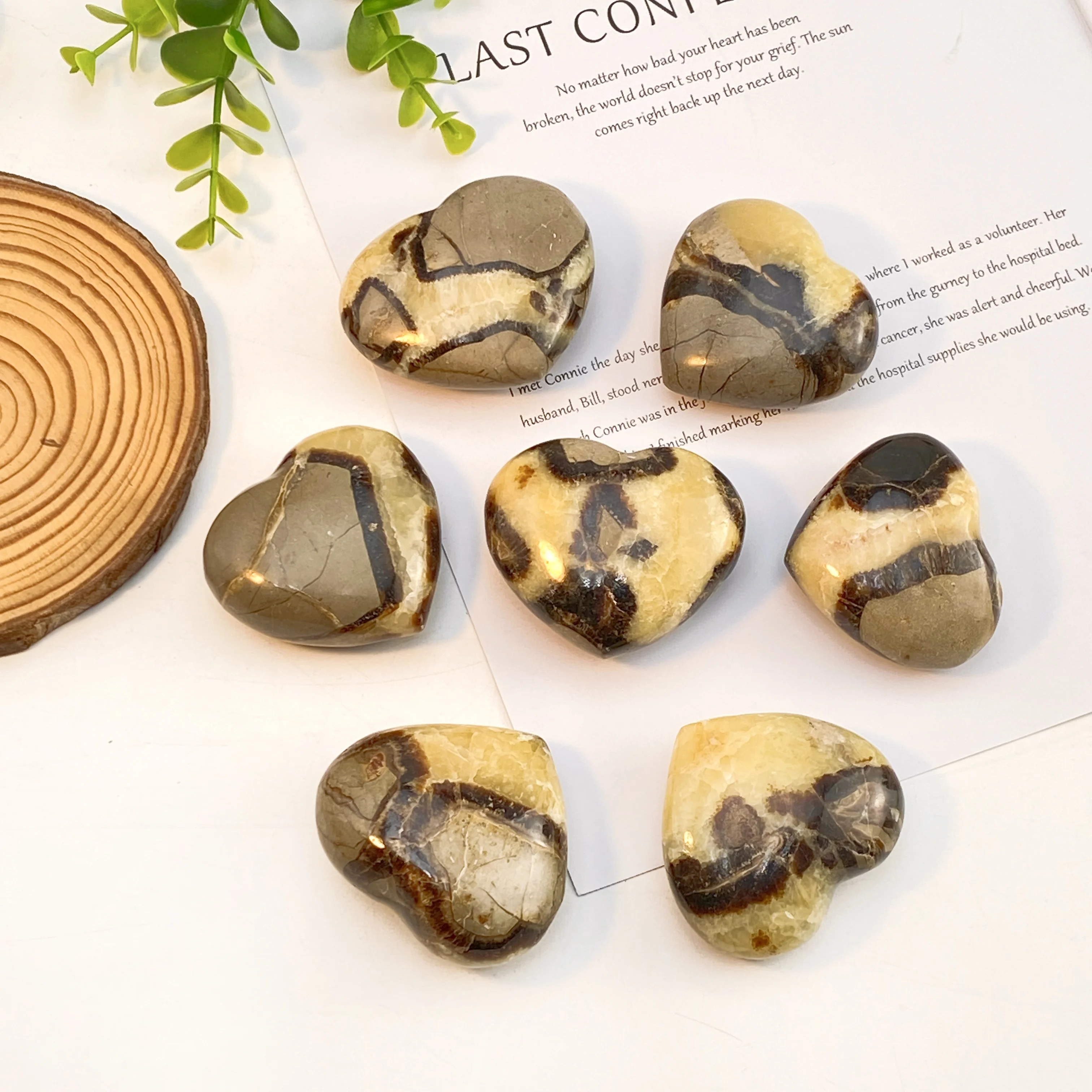 Random 1PC High Quality Septarium Heart Decoration Natural Crystal Raw Stone, Birthday gift, Scene decoration. #2