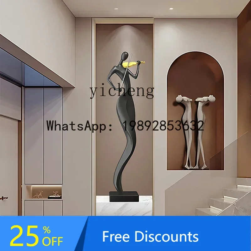 FF violin figure sculpture Italian minimalist ornament corner entrance niche light luxury art crafts home decoration accessories