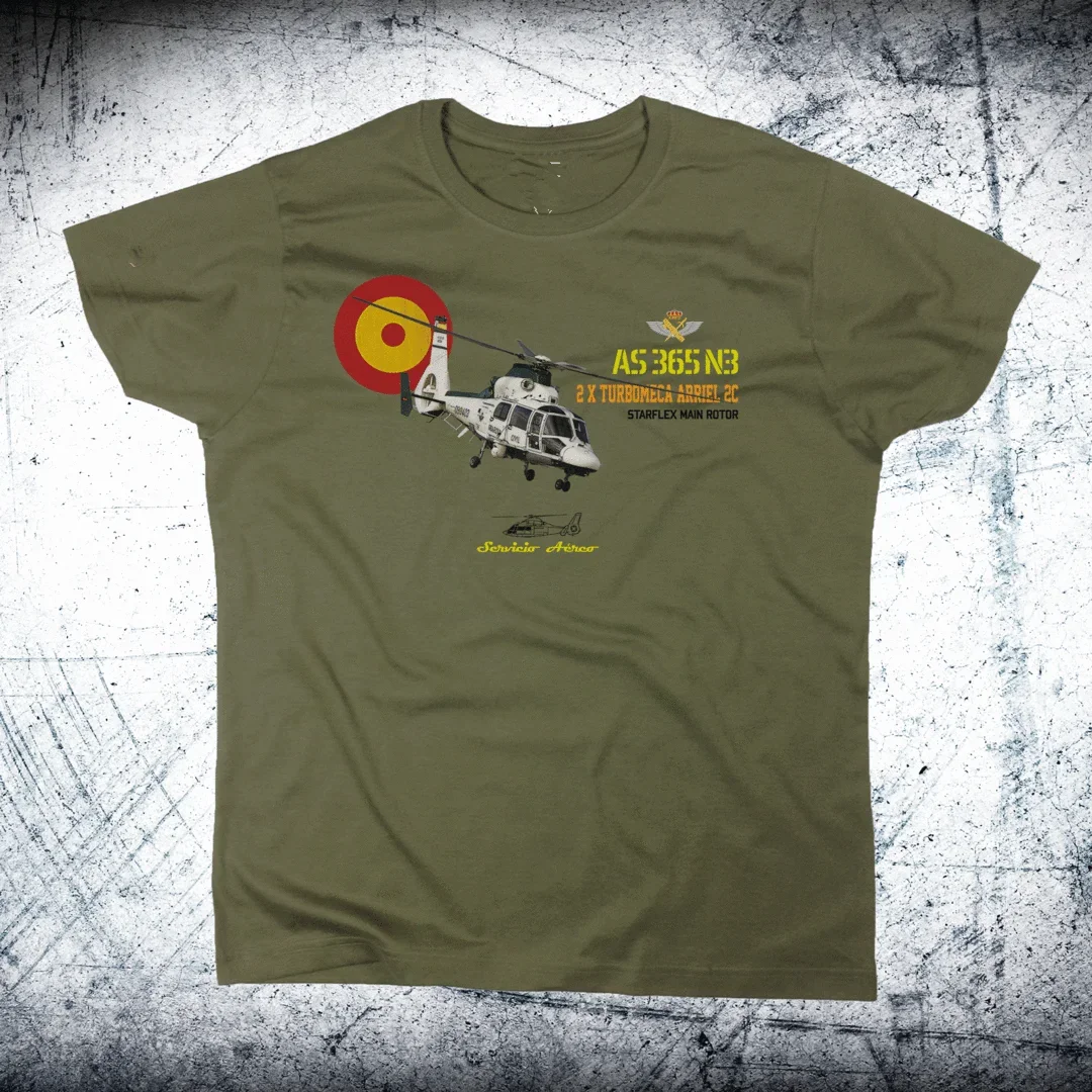 AS 365 Helicopter G.C. Spanish Air Force Men T-shirt Short Sleeve Casual Cotton O-Neck Summer T Shirt