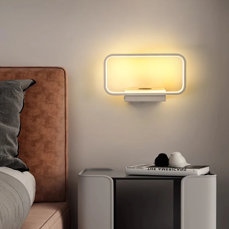 Wall light Indoor 12W Touch Switch 3Colors Dimming USB Charge With Wireless Led Wall lamps For Livingrroom Bedroom Stair Modern