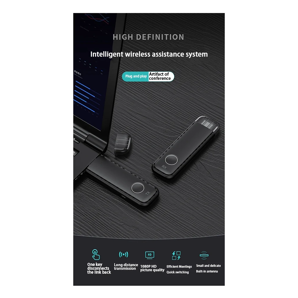 N15R-G57 Conferência Projetor de tela de vídeo sem fio Transmissor de vídeo Receptor Adaptador de exibição 1080P HD Projetor de tela de laptop