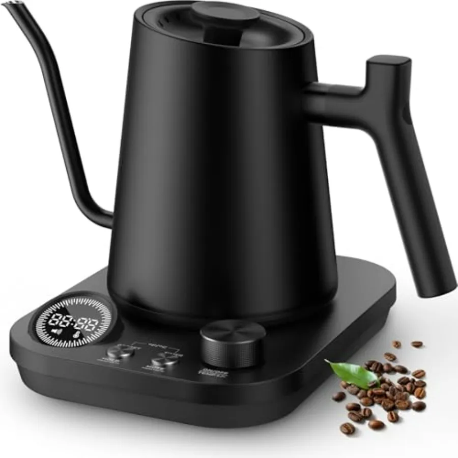 

Electric Gooseneck Kettle with 304 Stainless Steel Body 1200W 0.9L Ccity 1F Precision Temperature Control 7 Presets for Pour-Ov
