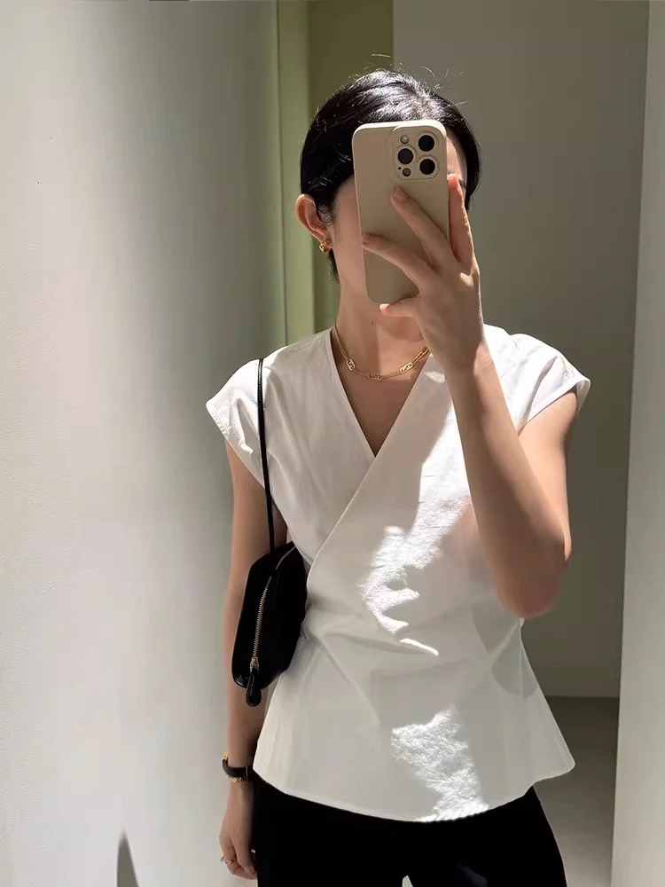 

Slim S Waist V Ne Cross Linen White Top Women's Casual Sle Woolen Knitted irt Open Cardigan Summer Faion