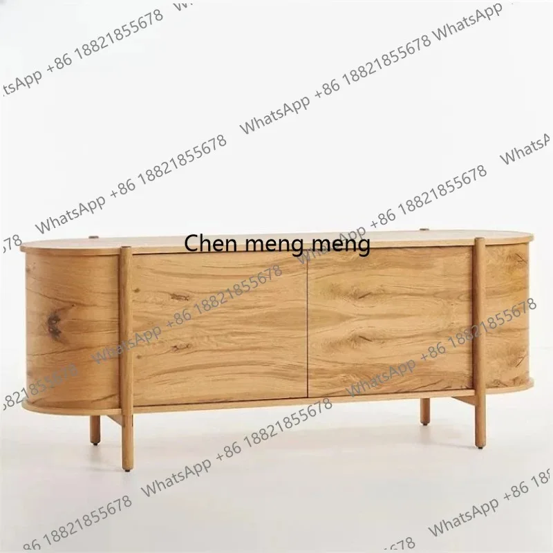 

RR French solid wood TV cabinet American retro original oak curved storage light luxury simple side cabinet