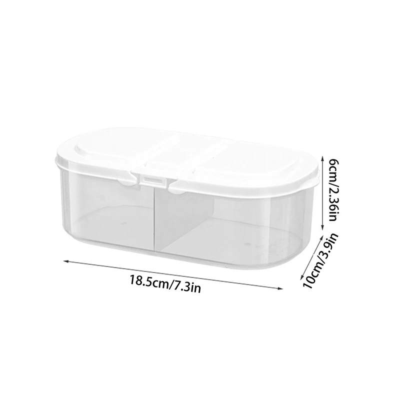 1pc 2 Grid Food Storage Box Kitchen Organizer Container Set Vacuumed Lid Airtight Transparent Square For Dry Legume Spice