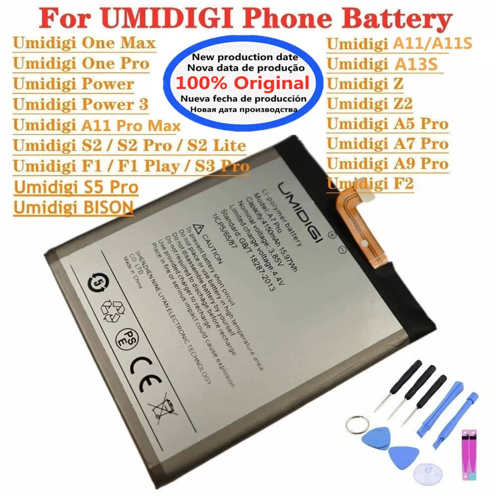 New Original Battery For UMI Umidigi A11S A13S A11 Pro Max A5 A7 A7S A9 Pro Bison GT2 X10S X10G F2 F1 G1 Power 3 S2 S3 S5 Pro