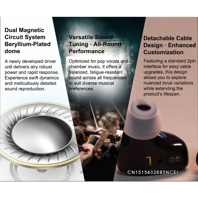 【Zuno CHoice】Venture Electronics Guangzhi Wired Earphones Hifi3.5SE/4.4TRRRS Dual Magnetic Circuit System Replaceable Cable Gift