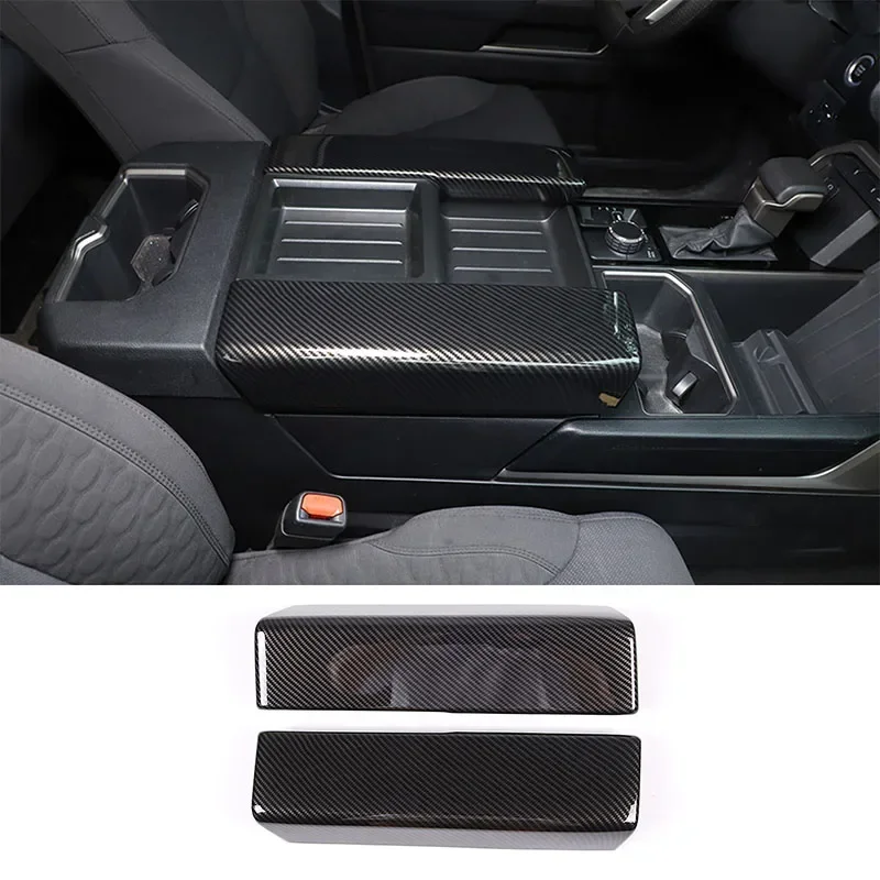 

For Toyota Tundra for Toyota Sequoia 2022-2023 ABS Carbon Fiber Car Armrest Box Panel Cover Trim Sticker Car Accessories