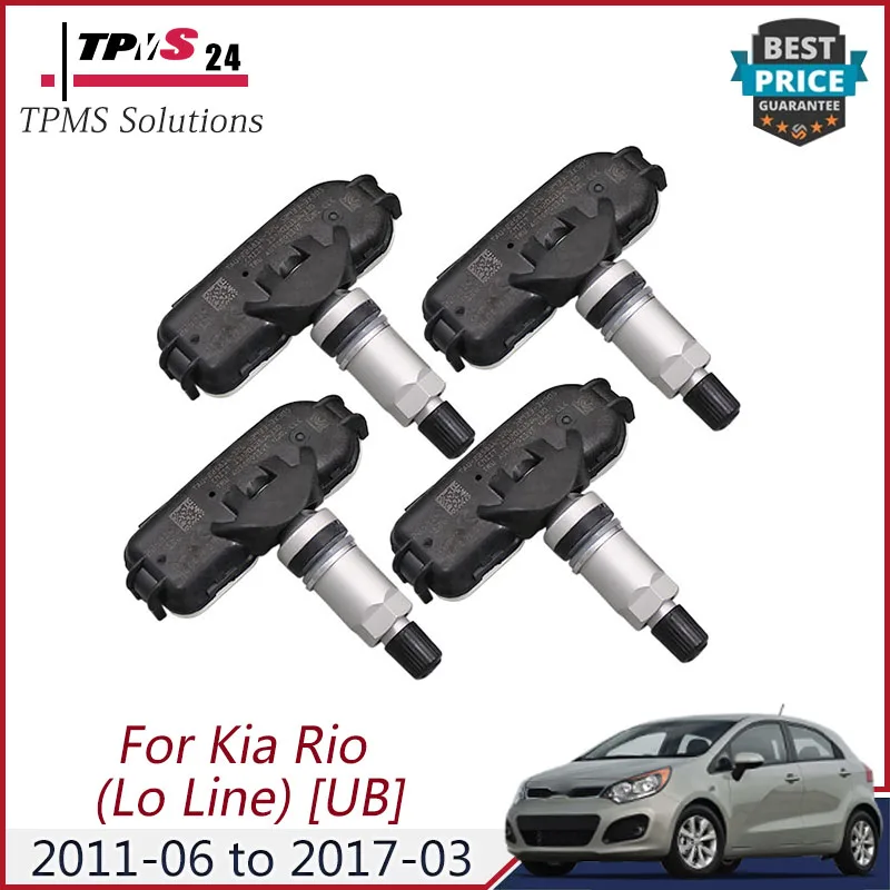 4 Uds Sensor de Monitor de presión de neumáticos 52933-3X305 434MHZ TPMS para Kia Rio [UB] 2011-2017 Cerato [TD] 2009-2013 Cerato [YD] 2013-2018