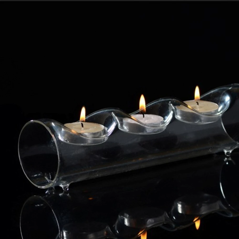 

Three-Hole Glass Stand Decorative Holder for Christmas Wedding Indoor Table Adornment Three-Hole Candlestick