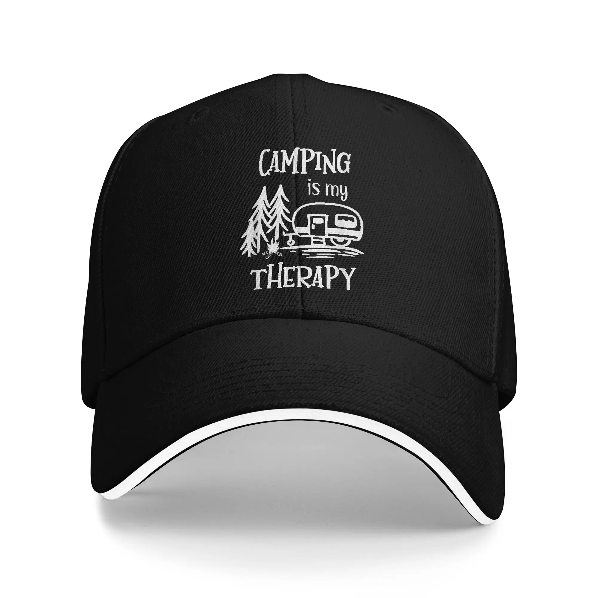 Spring Camping is My Therapy Baseball Cap  Outdoor Sport Street Style Design Sun Hip Hop Hats Couple Women =Baseball Caps