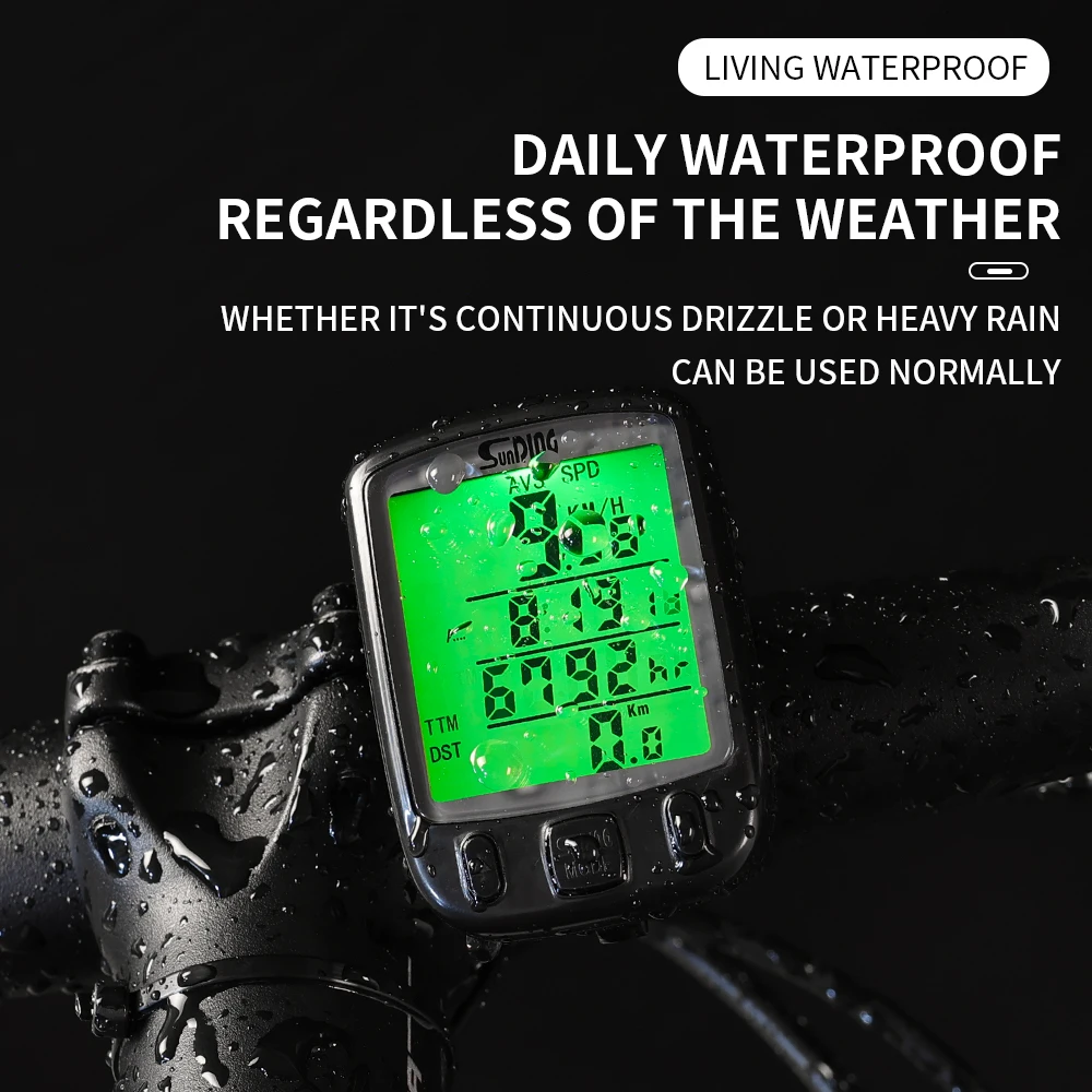 Computer da bicicletta con tachimetro per bici impermeabile con cavo digitale multifunzione a grande schermo