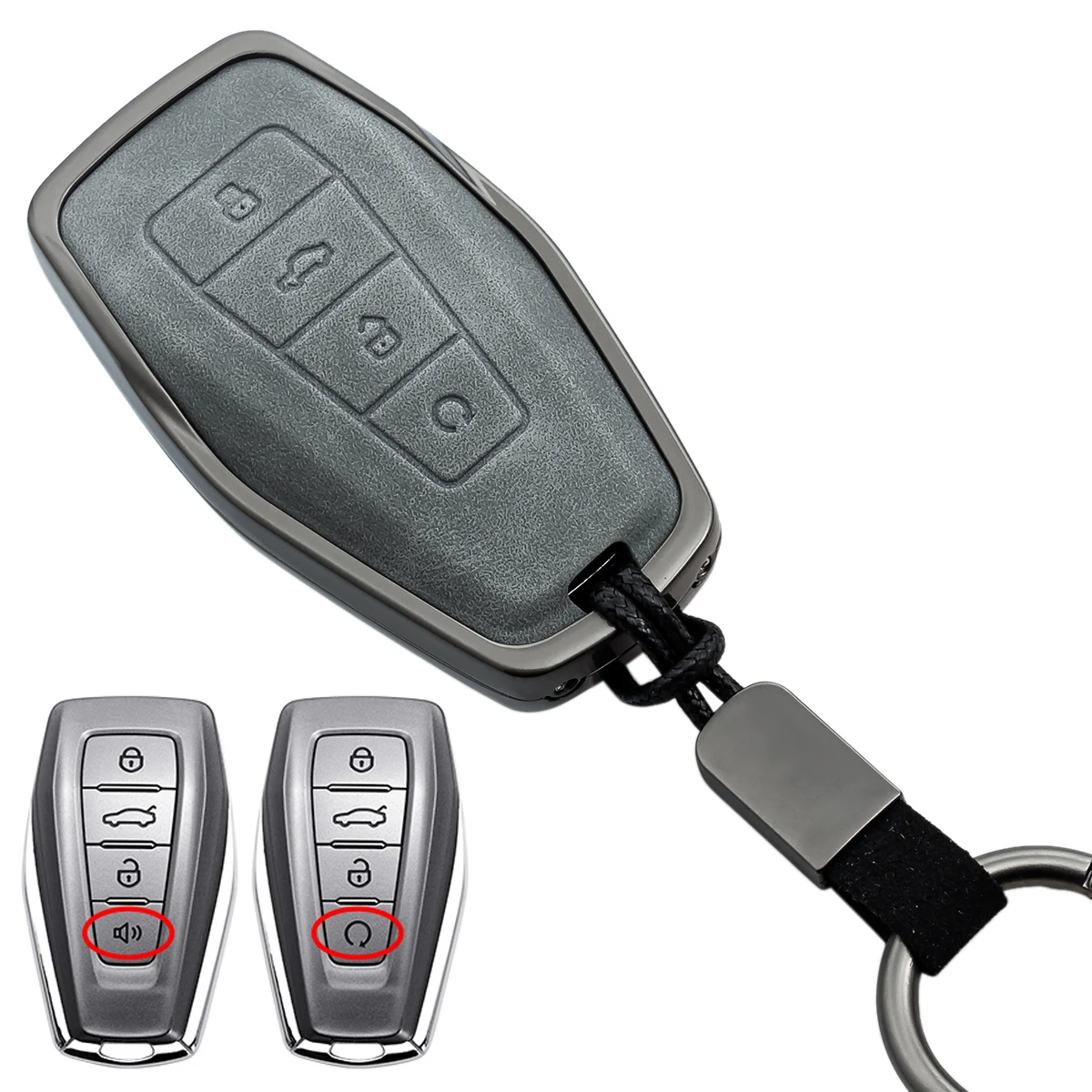 For Geely Coolray‌ Monjaro Geometry C M6 Okavango Renault Grand Koleos Metal Leather Car Key Fob Cover Case Keychain Accessories