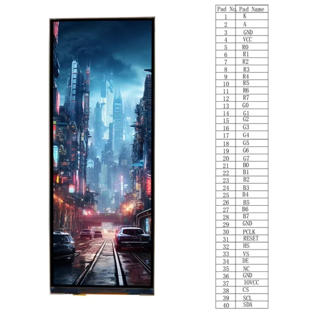 Módulo LCD TFT de 6,2 polegadas IPS Full View RGB 360 * 960 40PIN Interface MIPI de tela colorida industrial