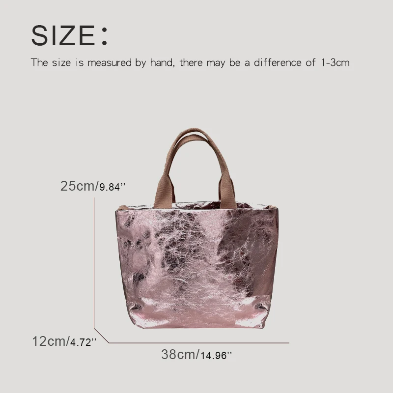 Korean Fashion Tote Bags For Women Luxury Designer Handbag And Purse 2024 New In PU Crackle Texture Top Handle Underarm Shoulder