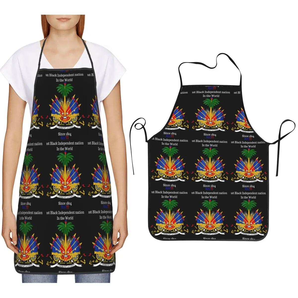 Haitian Flag Great For Independence Day Celebration Aprons Chef Cooking Baking Tablier Bib Kitchen Cleaning Pinafore Women Men