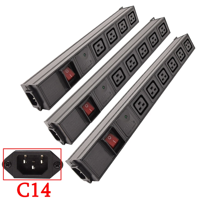 

PDU Power Distribution Unit C14 Iuput Power Strip with Switch Surge Protection 2-8Ways C19 Output Socket Extension Board