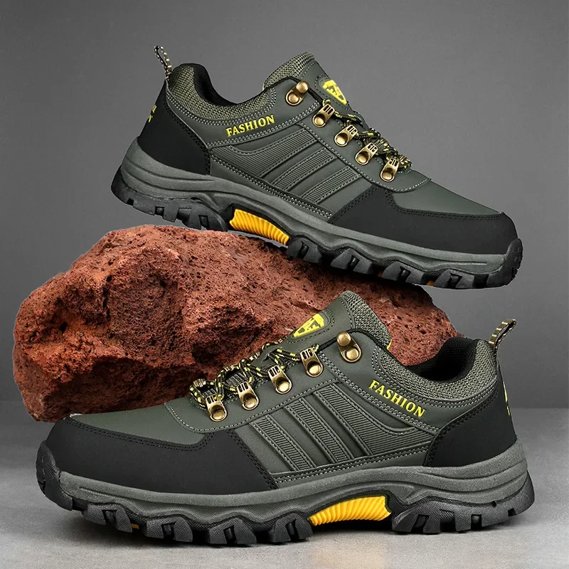 أحذية المشي لمسافات طويلة للرجال عارضة في الهواء الطلق على الطرق الوعرة المشي أحذية رياضية للماء عدم الانزلاق مقاومة للاهتراء أحذية أمان العمل #1
