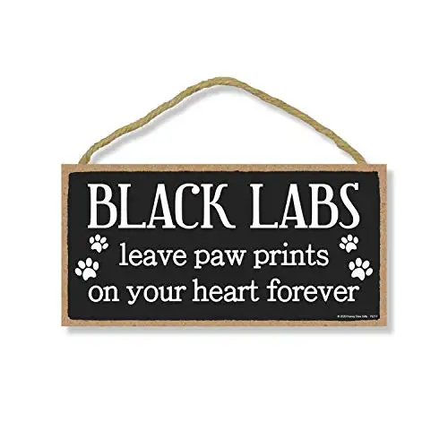 Honey Dew Gifts Black Labs Leave Paw Prints, Wooden Pet Memorial Home Decor, Decorative Dog Bereavement Wall Sign, 